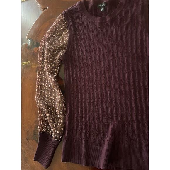 Talbots xs Brown Crewneck With See Through Sleeves - Picture 3 of 4